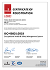 download the ISO45001:2018 certificate